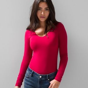 WHBM FORME Long-Sleeve Dual Neck Top